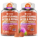 Γάλα Thittle Liver Detox Gummies, 18-IN-1 Liver Cleanse Detox & συμπλήρωμα επισκευής με Βερβερίνη, Chicory Root, Turmeric, Artichoke, Dandelion Root, Chanca Piedra, Βιταμίνες B6 B12-Sugar Free, Συσκευασία των 2