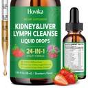 24-in-1 Kidney & Liver, Lymph Cleanse Detox & Repair Drops, Three Immune Formula with Cranberry, Milk Thistle, Vegan Urinary Tract & Lymphatic Drainage & Liver Repair | Strawberry Flavor, 1.95 FL Oz