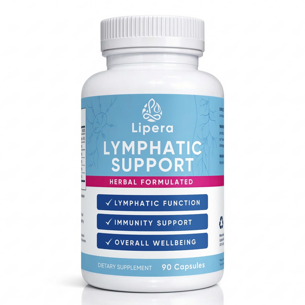 Lipera Lymphatic Support - 90 Capsules, Lymphatic Drainage Supplements for Fluid Balance Support & General Wellness Support, with Resveratrol and Vitamin C, Vegan, Non-GMO (1)