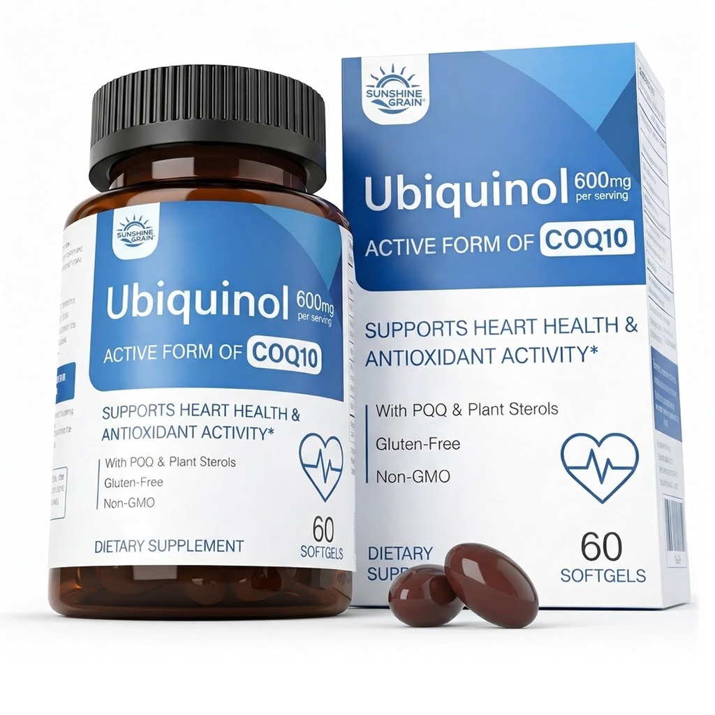 Ubiquinol CoQ10 600mg with PQQ, Vitamin E & Plant Sterols – High Absorption Formula with Black Pepper & Sunflower Lecithin – Heart Health, Energy Production & Antioxidant Support丨60 Softgels