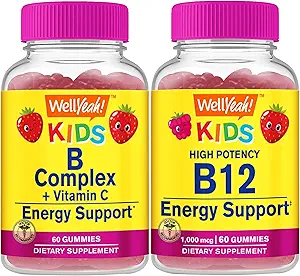 Λοιπόν... Yeah B Complex Kids + Vitamin B12 Kids, Gummies Bundle - Μεγάλη γεύση, συμπλήρωμα βιταμίνης, χωρίς γλουτένη, χωρίς γλουτένη, χωρίς γλουτένη, μασώμενη κοιλιά