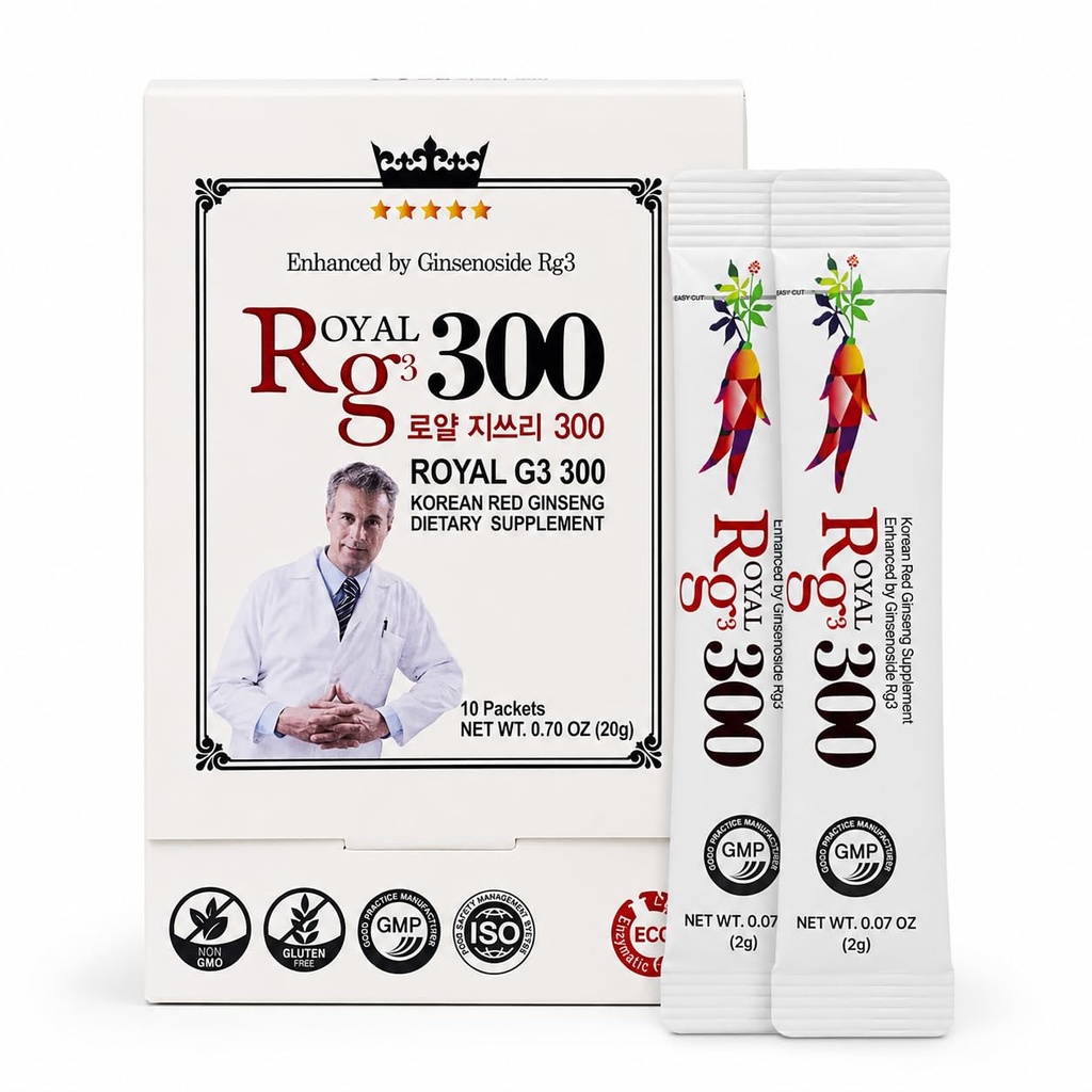 Premium RG3 300 Korean Red Ginseng Powder - Ενισχυμένο Ginsenosides (50mg Rg3/Sachet), Κατασκευασμένο στην Κορέα, 10 φακελάκια