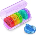 Sukuos Weekly Pill Organizer 7 Ημέρα 2 φορές την ημέρα, Μεγάλο κουτί ημερήσιων χαπιών Εύκολο να ανοίξει, AM υπόθεση χαπιών για την ιατρική / βιταμίν / Fish Oil / Συμπληρωματικά (Purple)