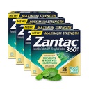Zantac 360 Maximum Strength, Cool Mint, 25 Count, Heartburn Prevention & Relief, 20mg Tablets(Pack of 4)