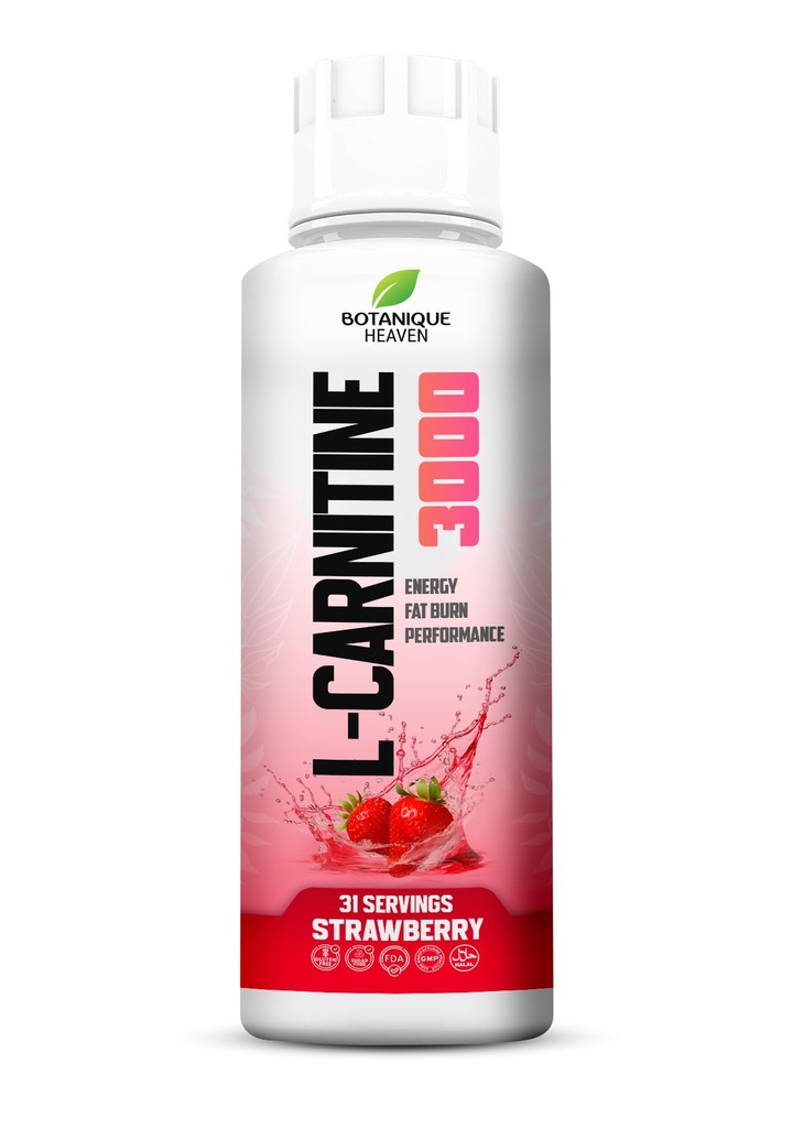 L-Carnitine Liquid 3000 mg Formula | Triple Carnitine Complex + Vitamins | Fast Absorption | Sugar Free, Vegan, Non-GMO | Endurance & Metabolic Support | 31 Servings | Strawberry