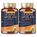(2 Packs) R Alpha Lipoic Acid 1000mg with Benfotiamine - Sodium ALA Supplement for Neuropathy Support Nerve Health & Antioxidant, Cell Energy, Metabolism and Anti-Aging, Non-GMO, Gluten Free, Vegan