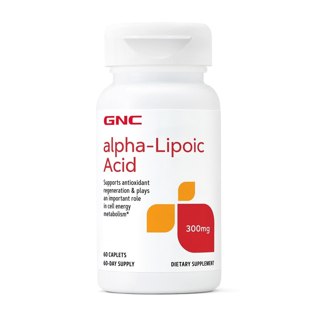 GNC Alpha-Lipoic Acid 300mg - Alpha Lipoic Acid Supplement for Energy Support - High-Potency Antioxidant Regeneration - Gluten-Free & Dairy-Free - 60 Count (60 Servings)