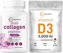 Micro Ingredients Multi Collagen Pills & Vitamin D3 5,000 IU Bundle Pack | Grass-Fed Collagen Peptides | Vitamin D as Cholecalciferol