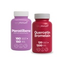 LongLifeNutri Pterostilbene 150 mg (180 Vegan Caps) & Quercetin 1000 mg with Bromelain 200 mg (120 Veg Caps) Bundle – 2–3 Month Supply, Antioxidant & Respiratory Support, Non-GMO, GMP, Made in USA