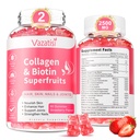 2 Pack Sugar Free Collagen Gummies for Women Men, Multi Collagen Peptides Gummies Type I II III V X with Biotin Vitamin A B C D E for Hair Skin Nails, Strawberry Flavor, 120 Count