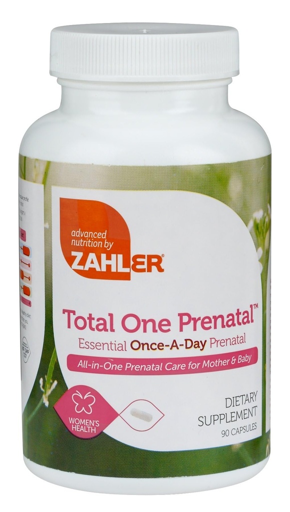 Zahler - Total One Prenatal Vitamins for Women (90 Count) Daily Multi Vitamin Prenatals with Folic Acid, Iron, Zinc & 19 Other Essential Vitamins & Minerals - Kosher Pre Natal Multivitamin Capsules