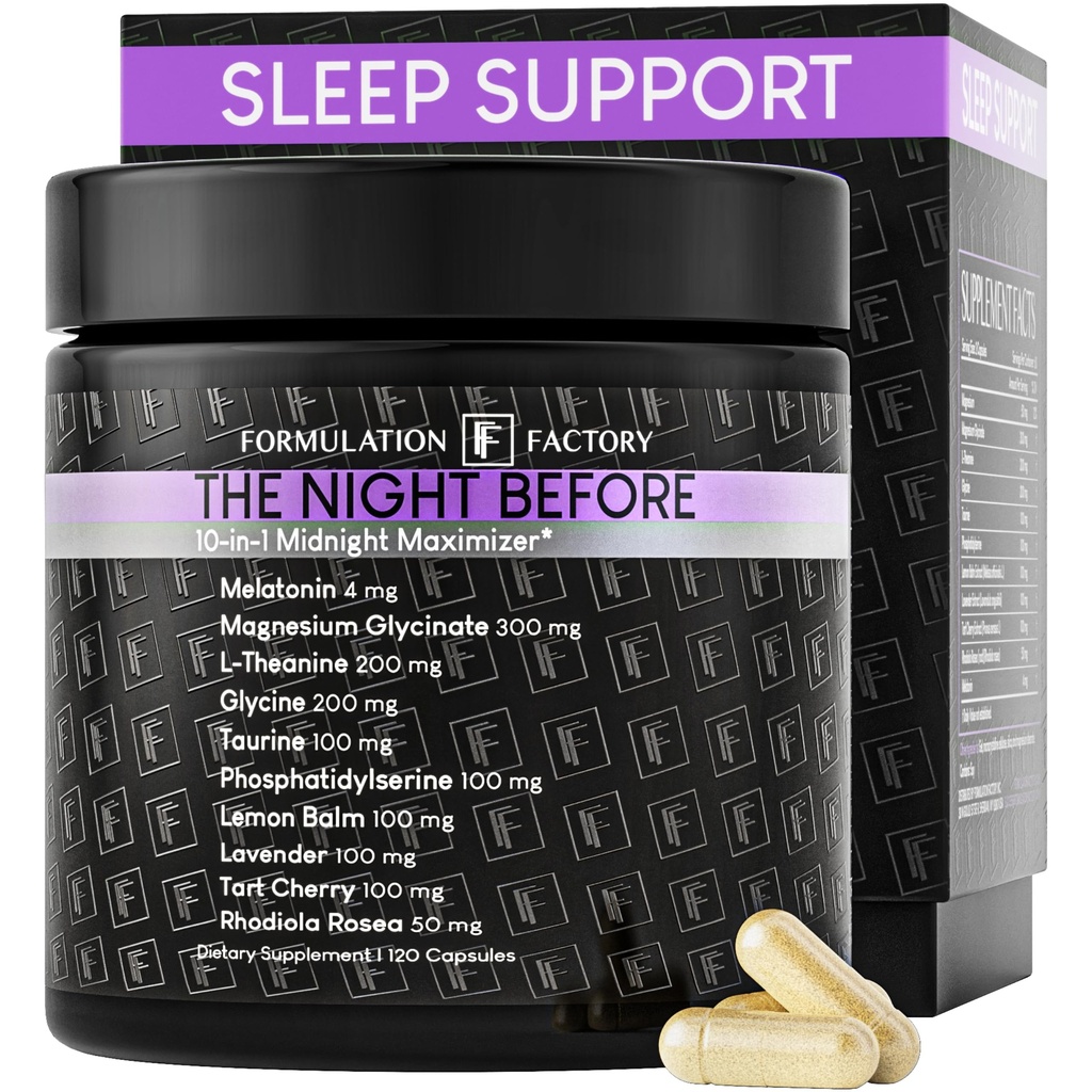 Η νύχτα πριν από 10-σε-1 Midnight Maximizer Sleep Aid, Stress Relief, Cognition, Relaxation, Recovery, Focus, Magnesium Glycinate, L-theanine & More, (120 κάψουλες – 2 μήνες προμήθεια)