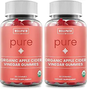 WellPath Pure ACV Gummies (2 Pack) - Ξίδι μηλίτη μήλου με μητέρα - USDA Organic Gummy με Ginger για την υγεία των ούλων 