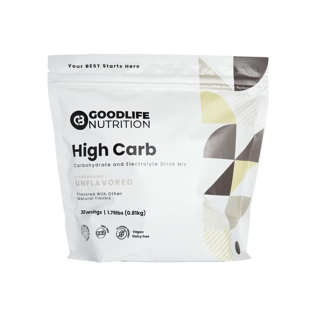 High Carb Endurance Sport Fuel - Carbohydrates and Electrolytes - Naturally Flavored - Your Best Starts Here - 30 Servings (Unflavored + Caffeine)