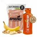 Spring Energy Wholesome Gi Freindly Running Gel, Perfect Fuel for Cyclists, Triathletes (20 Pack) | Peanut Butter Banana | Natural Proteins + Sustained Carbs | 140 kcal
