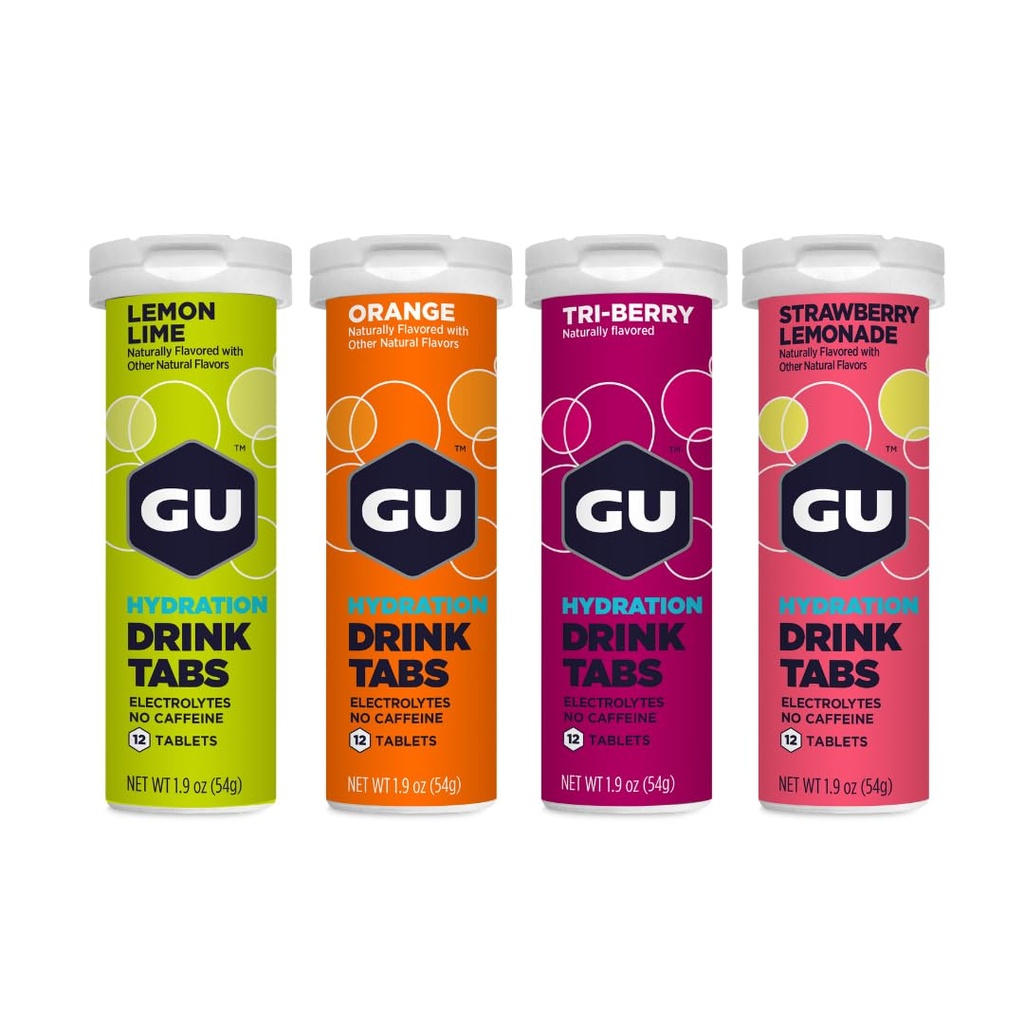 GU Energy 24-Count Gel and 4-Count 48-Serving Hydration Electrolyte Drink Tablets Sports Nutrition Bundle