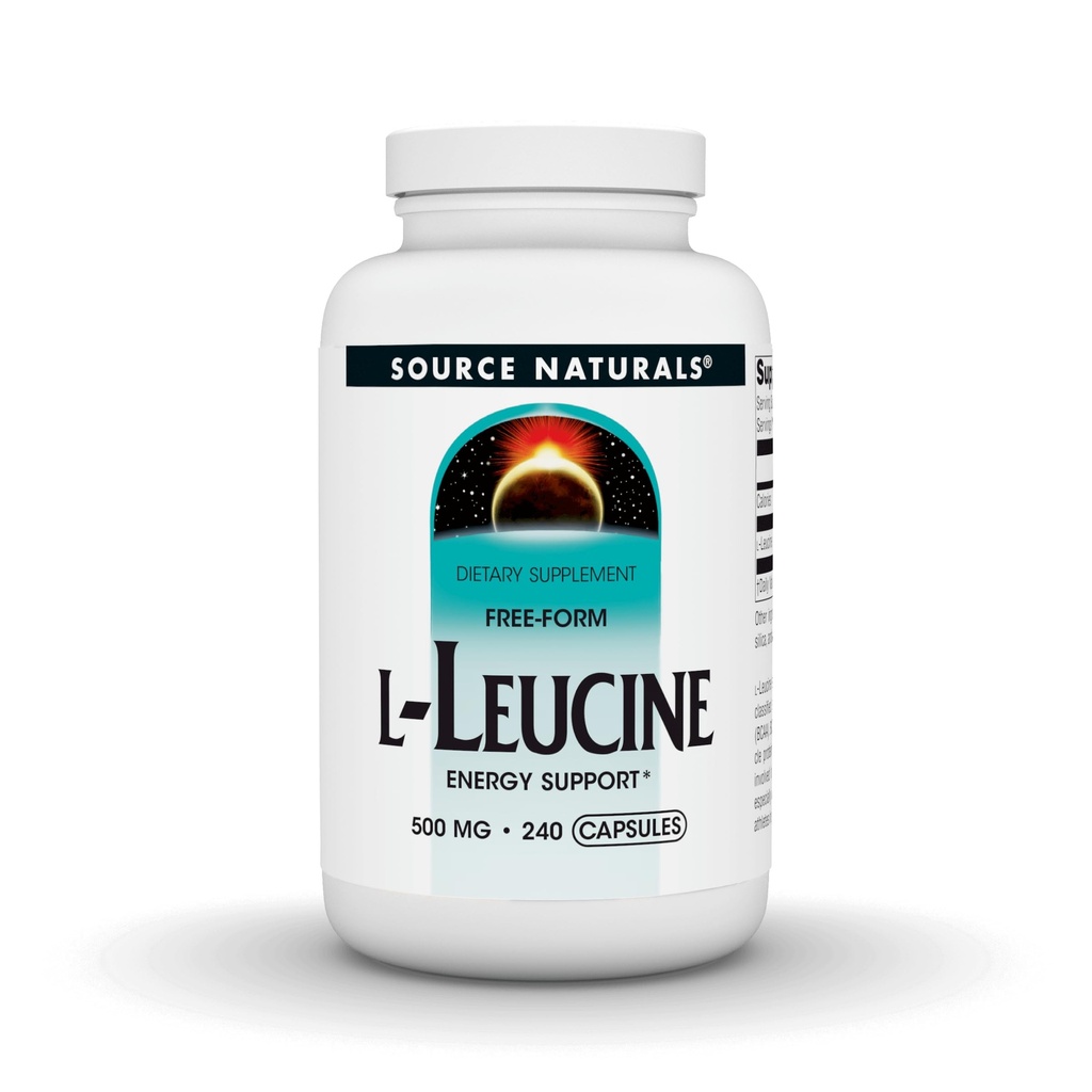 Source Naturals L-Leucine, Free Form Essential Amino Acid Supplement for Energy Support* - 500 mg -240 Capsules