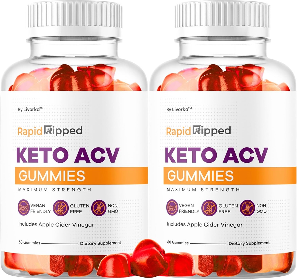 (2 Pack) Rapid Ripped Keto ACV Gummies Support, Rapidripped Keto Plus Apple Cider Vinegar Gummy Advanced Formula 1050MG, All Natural Gomitas Reviews, 120 Gummies for 2 Months