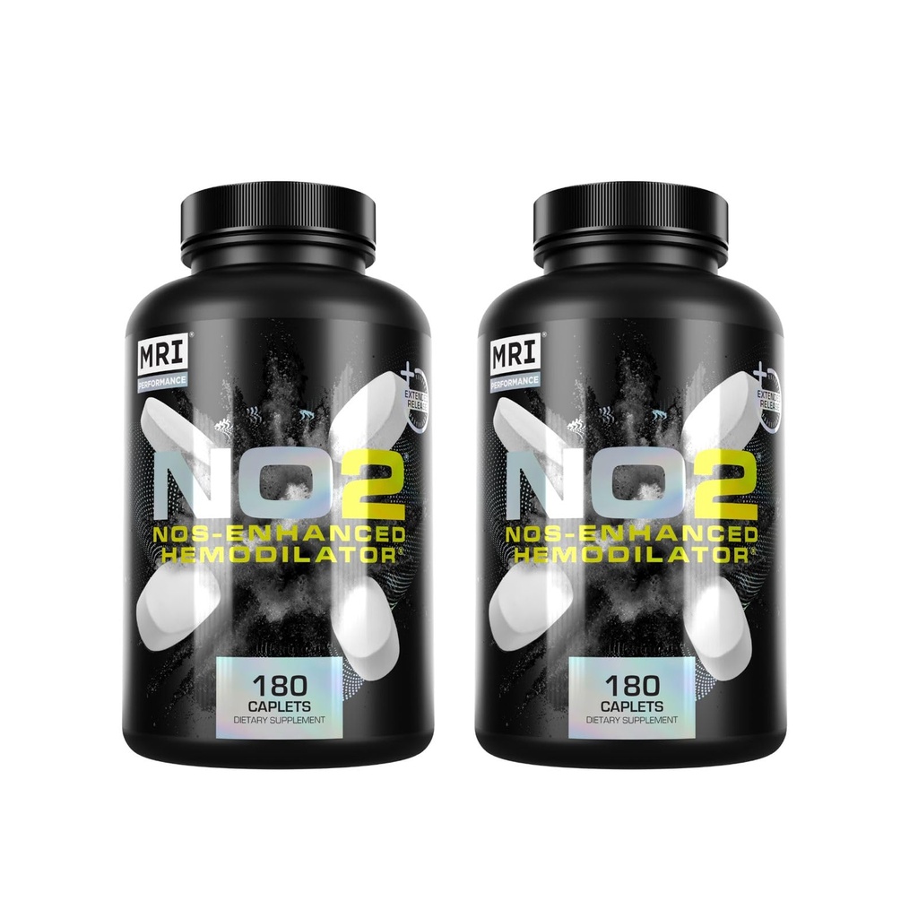 MRI Performance NO2 Nitric Oxide Booster, Original Formula with 3,000mg L-Arginine & AAKG, Supports Nitric Oxide Production, Healthy Blood Pressure & Heart Health (180 Caplets, 2 Pack)