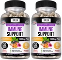Kaya Naturals Elderberry Immune Support | Vitamins with Zinc and Vitamin C for Adults, Probiotics & Turmeric 1000mg Immune System Booster Sambucus Capsules - 30 Count (Pack of 2)