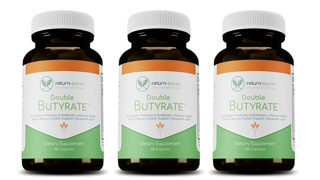 Double Butyrate Gut Health Supplement|Probiotic & Postbiotic Digestive Supplements for Gut Support|Enhances Immune, Brain, & Nervous System Function|Odor-Free Formula | 120 caps, 3 Pack