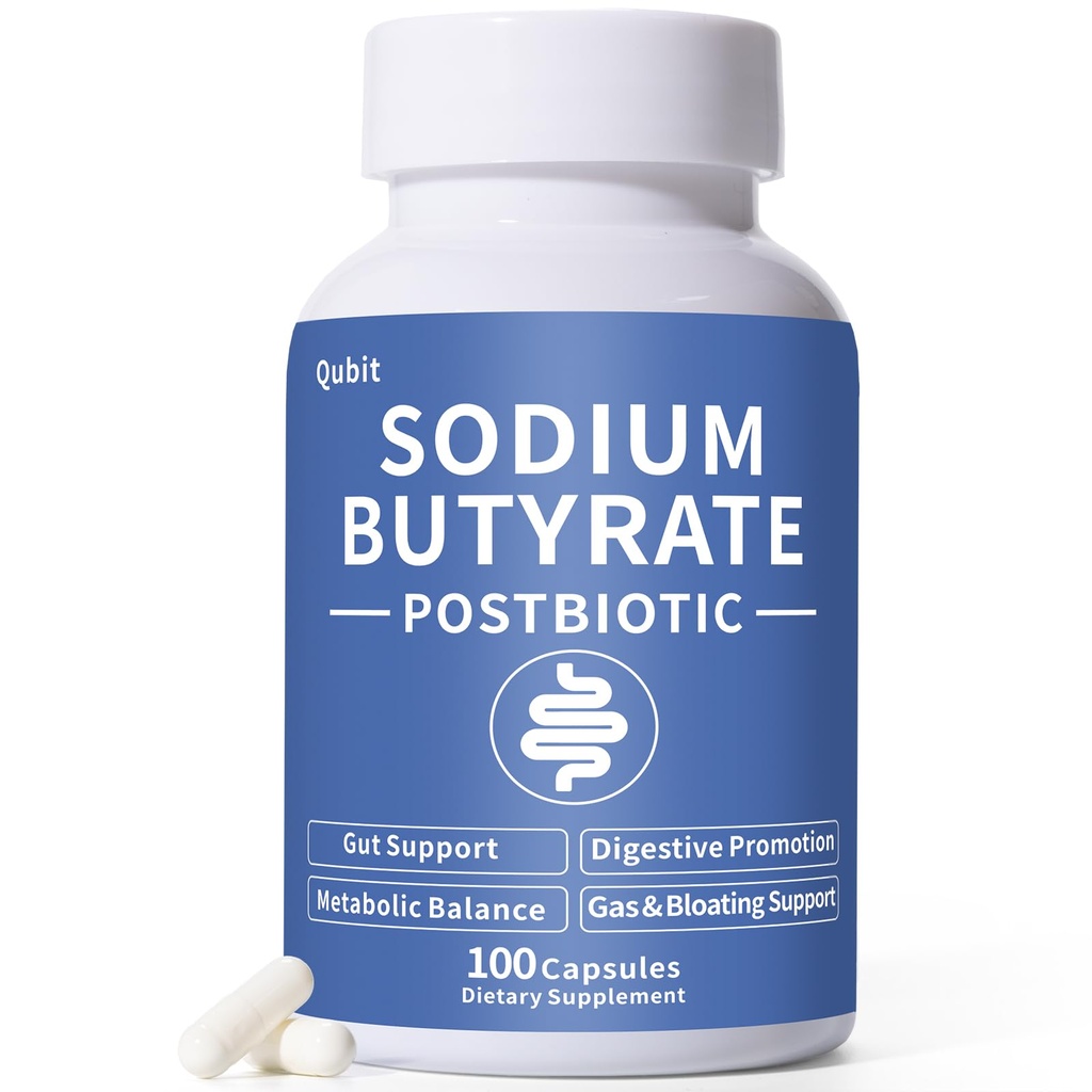 Sodium Butyrate Supplement – Postbiotic for Gut Health, Supports Digestion, IBS, Leaky Gut & Stomach Comfort – Low Odor, Easy to Swallow, No Side Effects – 100 Vegan Capsules