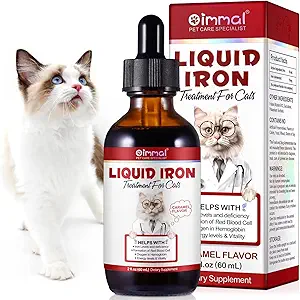 Liquid Iron Supplements for Cats and Kittens - with Folate and B12 – Supplements Anemia, Promotes Blood Health, Oxygen Supply and Blood Cell Formation – Increase Low Energy Levels – Lethargy - 2 oz