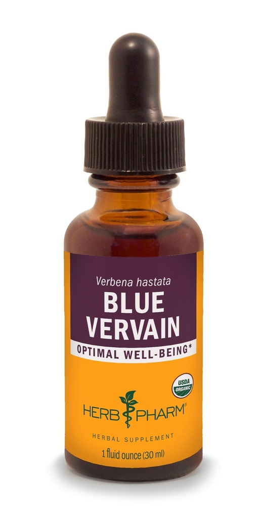 Herb Pharm Certified Organic Vervain Liquid Extract Blue, 1 Fl Oz