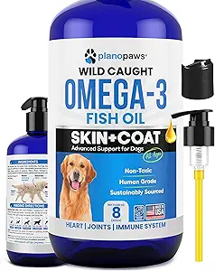 Omega 3 Fish Oil for Dogs - Better Than Salmon Oil - Dog Fish Oil Supplement to Reduce Shedding & Itching - Supports Joints, Brain, and Heart Health - Skin and Coat Supplement - Liquid Fish Oil