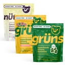 Gruns Complete Nutrition Sugar Free Variety Bundle, for Less! 28 Count Bags of Sugar Free Adult Super Green Vitamins, Kids Superfood Greens Gummies, and Nutrops Supplements.