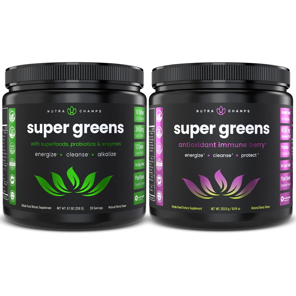 NutraChamps Super Greens Powder and Super Greens Antioxidant Powder Bundle