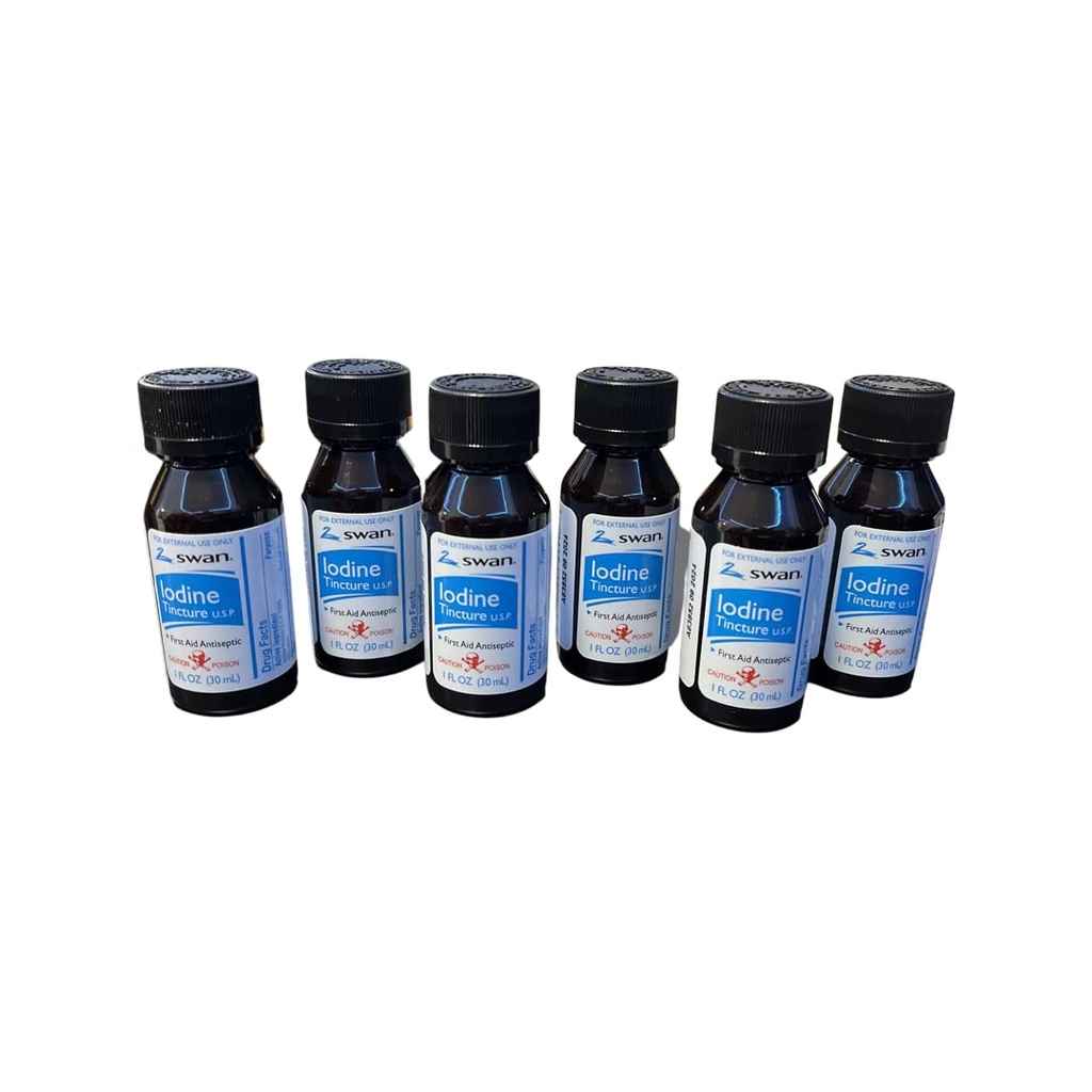Swan Iodine Tincture First Aid Antiseptic 2% Iodine USP 6 Pack (6)