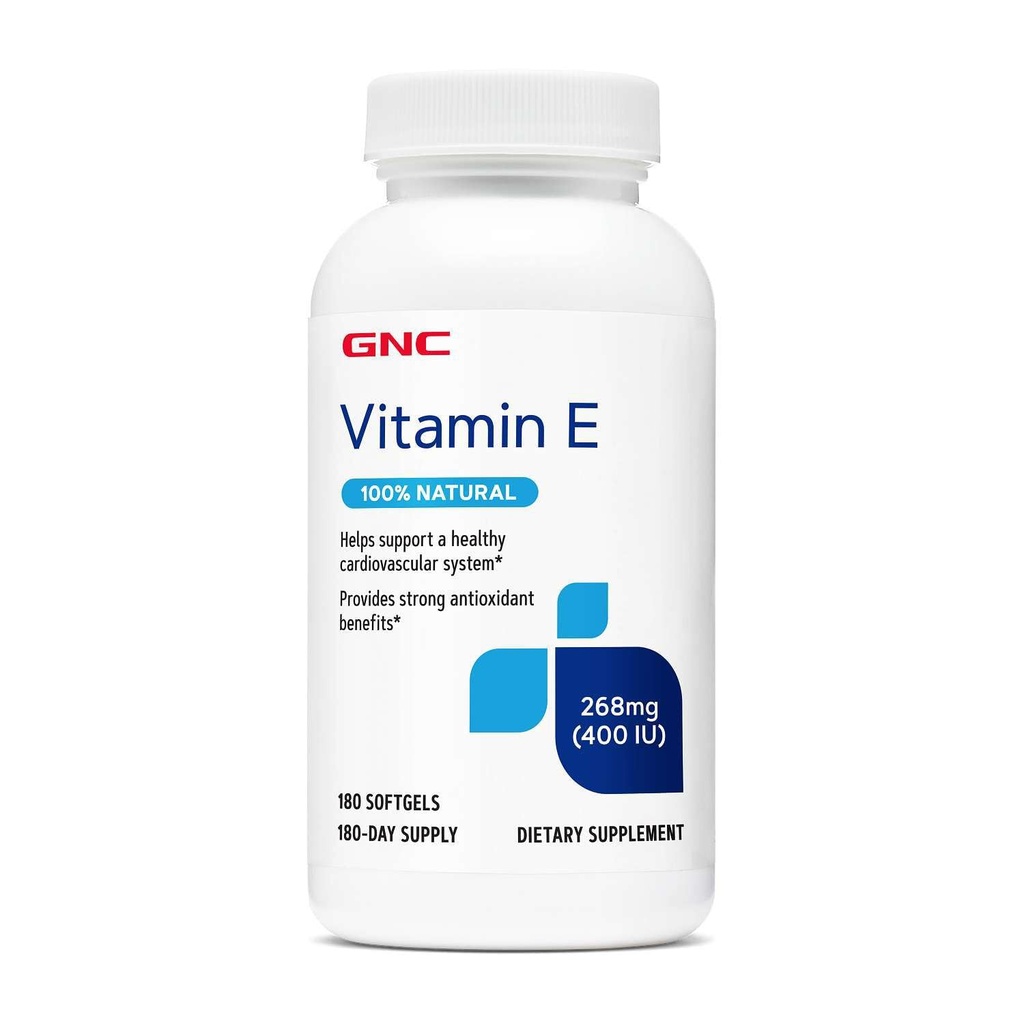 GNC Βιταμίνη E 400IU, 180 Softgels, Υποστηρίζει Υγιές Καρδιαγγειακό Σύστημα