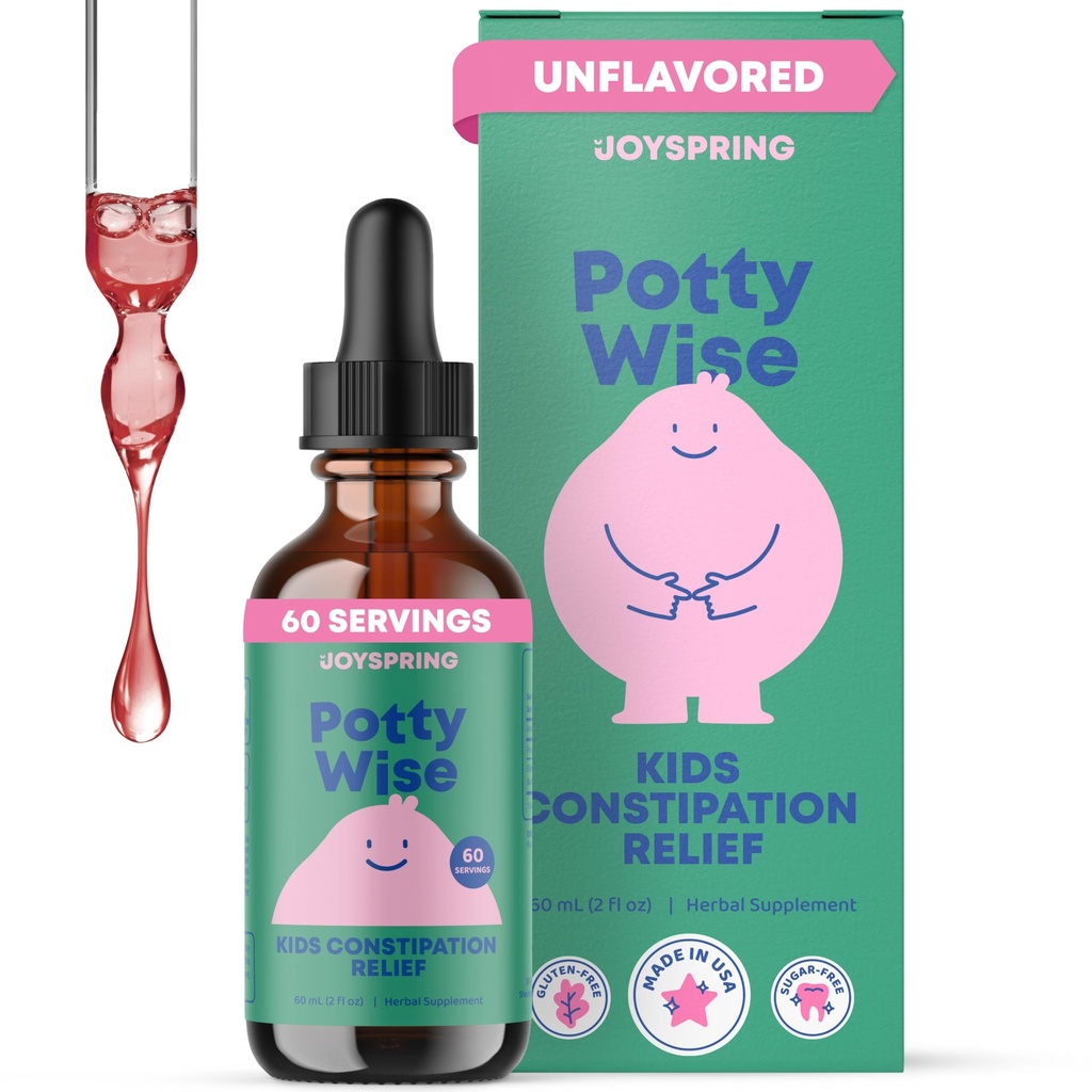 JoySpring Potty Wise – Gentle Digestive Support for Kids – Προωθεί την υγιεινή πέψη με Senna & Elderberry – Vegan, χωρίς γλουτένη, χωρίς ζάχαρη (2 fl oz) 60 υπηρεσίες