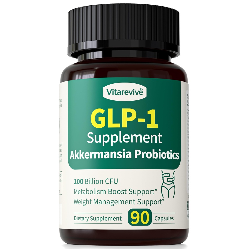 GLP-1 Supplement with Akkermansia Probiotic – Weight Management, Metabolism & Gut Health Support for Women and Men, 90 Capsules