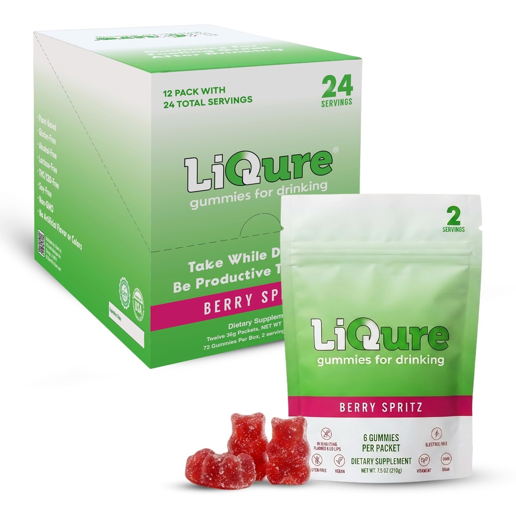 Liver Support Gummies, Feel Better After A Night Out, DHM, Milk Thistle, B Vitamins, Electrolytes, Plant-Based, 12 Pack (24 Servings) - Post-Celebration Wellness