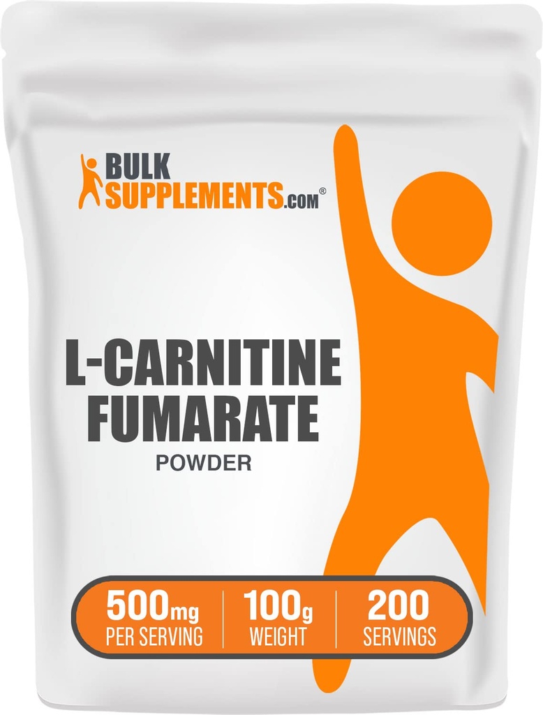 BulkSupplements.com L-Carnitine Fumarate Powder - Carnitine Supplement, Sports Nutrition, L-Carnitine 500mg - Gluten Free, 500mg per Serving, Gluten Free, 100g (3.5 oz) (Pack of 1)