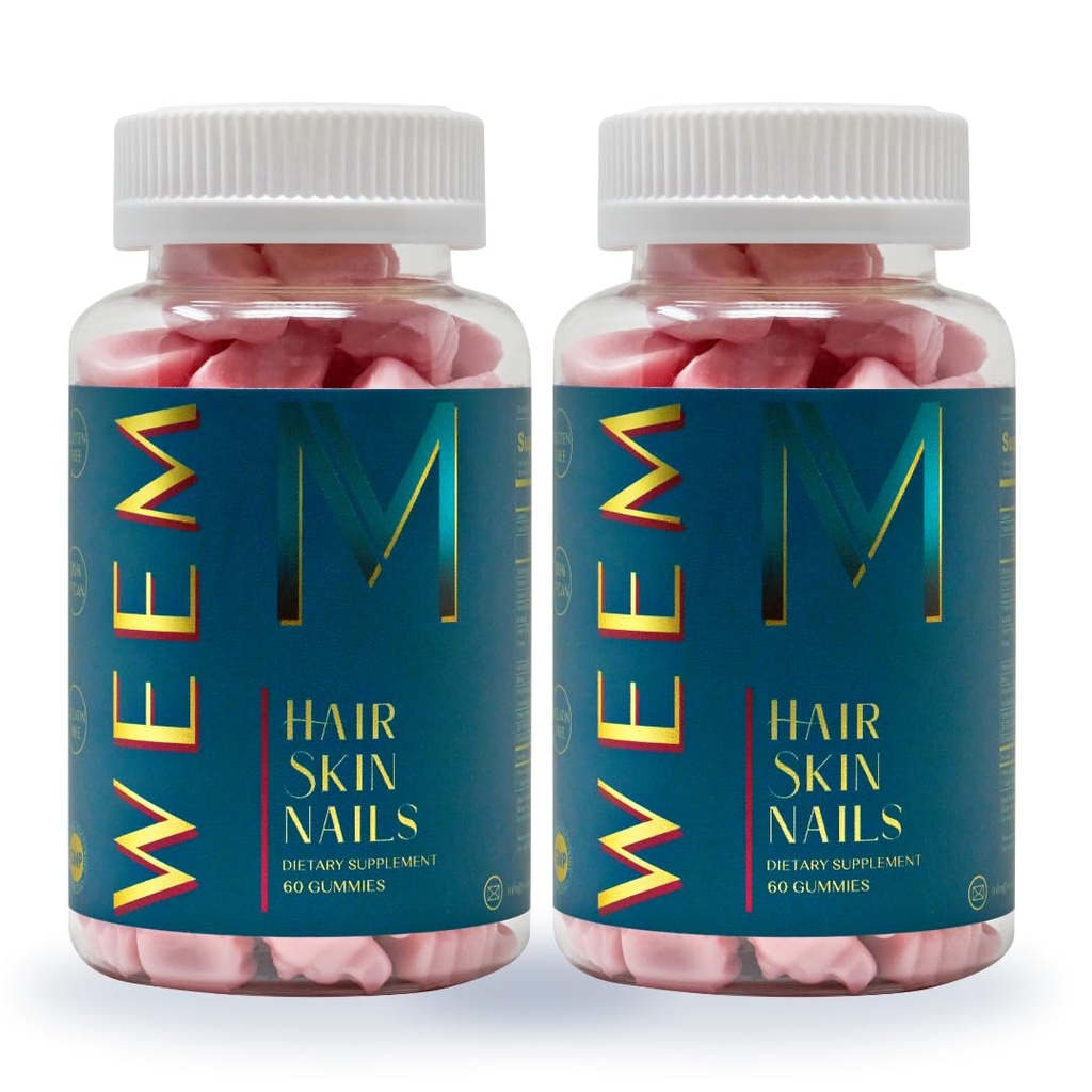 WEEM δέρμα μαλλιών και νύχια Gummies - Υποστηρίζει υγιή μαλλιά - Vegan βιοτίνες για γυναίκες & άνδρες υποστηρίζει ταχύτερη ανάπτυξη μαλλιών, ισχυρότερη νύχια, υγιή δέρμα, επιπλέον δύναμη (2)