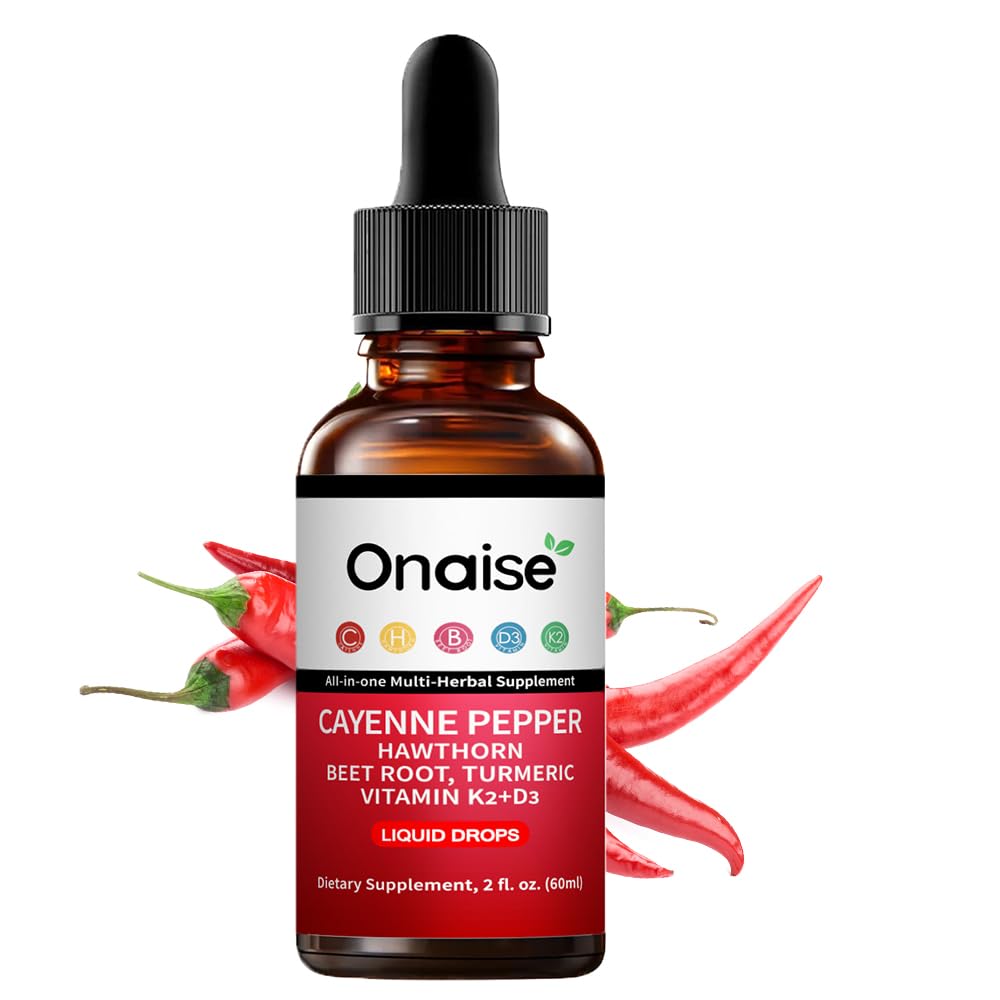 Cayenne Pepper Drops,Cayenne Supplement with Hawthorn Berry, Vitamin D3 K2 Beet Root Powder, Ceylon Cinnamon, Turmeric Curcumin, Organic Panax Ginseng, Berberine Extract (red(1))