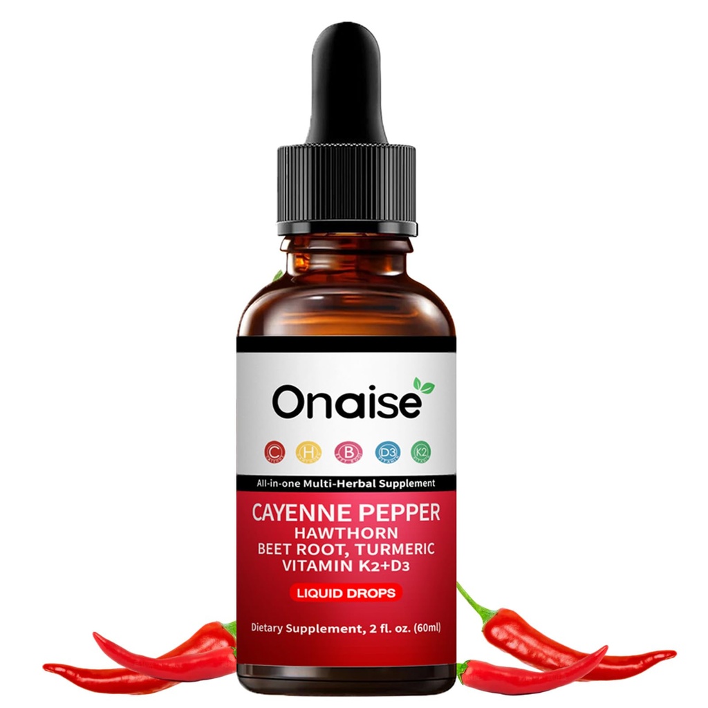 Cayenne Drops – Plant-Based Liquid Wellness Blend with Beetroot Hawthorn Turmeric and Vitamins D3 K2 – Clean Daily Routine Formula for Balanced Lifestyle (1)