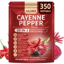 20-in-1 Organic Cayenne Pepper Capsules Supplement 7000mg | 350 Softgels | with Organic Vitamins D3 K2 E, Curcumin, Berberine, Probiotics & Omega-3 | Supports Circulation,Digestive & Bone Health
