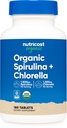 Nutricost Organic Spirulina + Chlorella (3,000mg) 180 Tablets - USDA Organic, 1,500mg Spirulina, 1,500mg Chlorella, Vegan, GMO-Free, Gluten-Free, 30 Servings