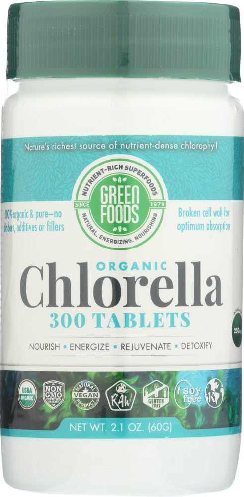 Green Foods Organic Chlorella 200 Mg, 2.1 ounce, 300 Count