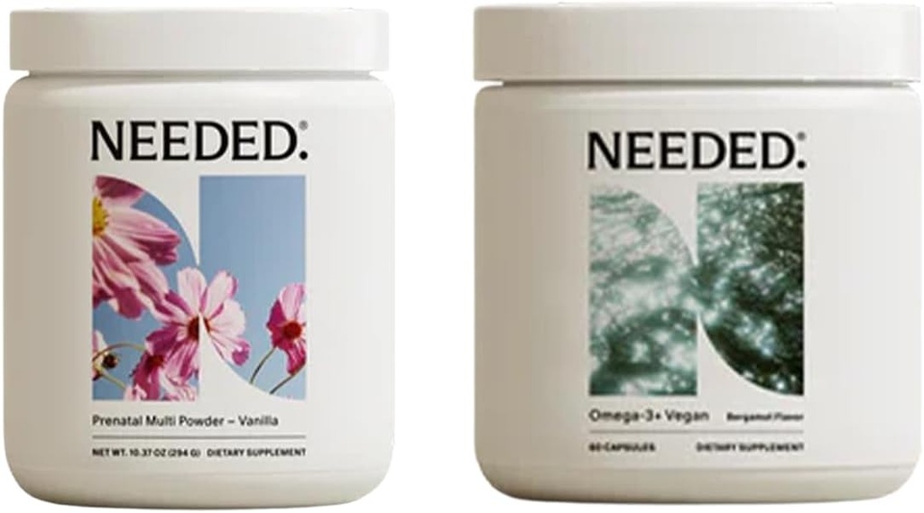Χρειάζεται. Vanilla Prenatal Multivitamin Powder & Vegan Omega-3 DHA+EPA Bundle 