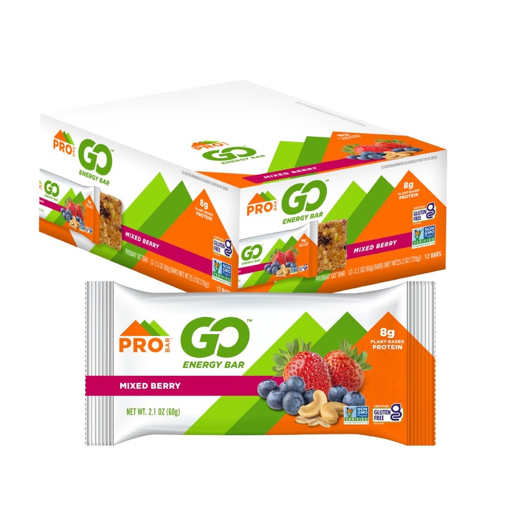 PROBAR - GO Energy Bars - Mixed Berry - Gluten-Free, Non-GMO, Whole-Food Ingredient Snack Bars (12 Count)