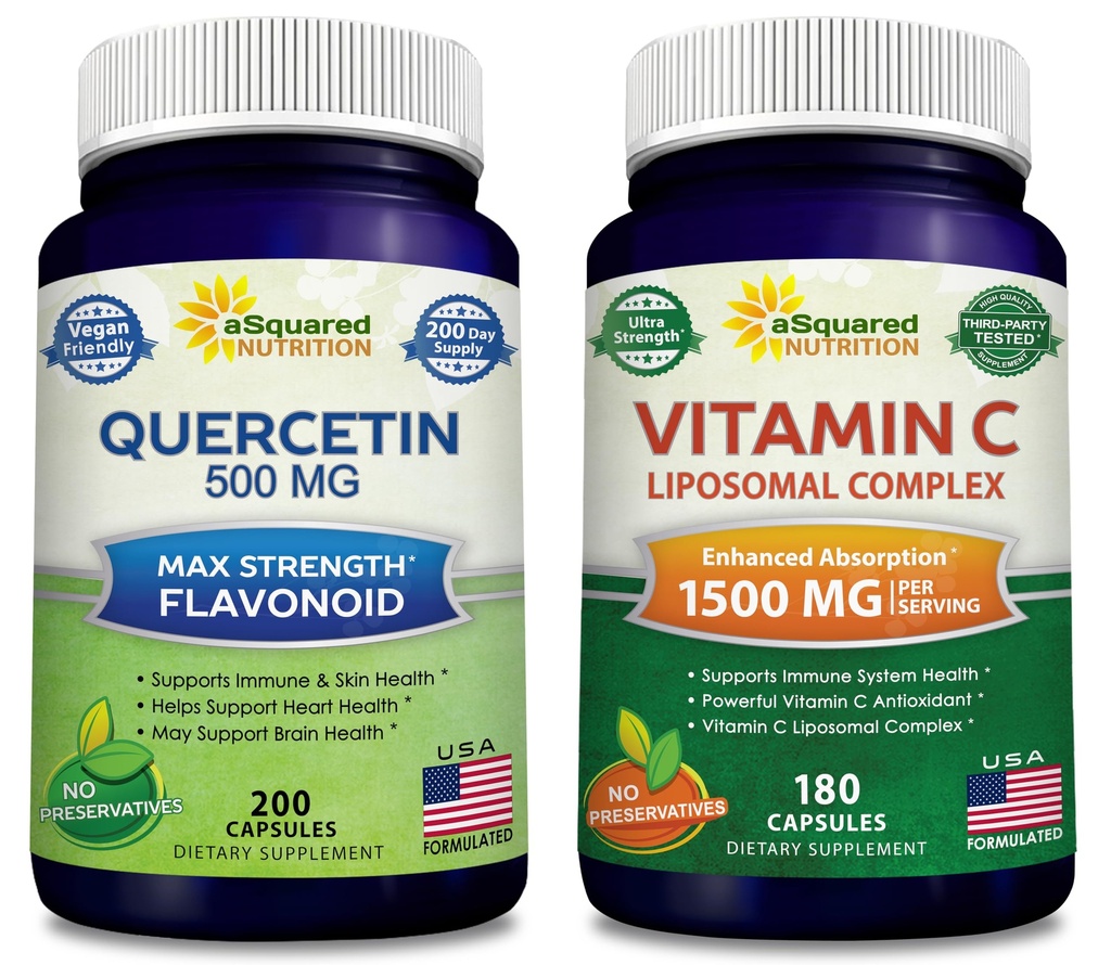 aSquared Nutrition Bundle for Quercetin 500mg & Vitamin C Liposomal Complex 1500mg - Ανοσοποιητική Υποστήριξη