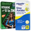 Healthy Surplus Equate Stay Awake - 200 mg Caffeine - 80 Tablets and Vital Volumes Tips Card