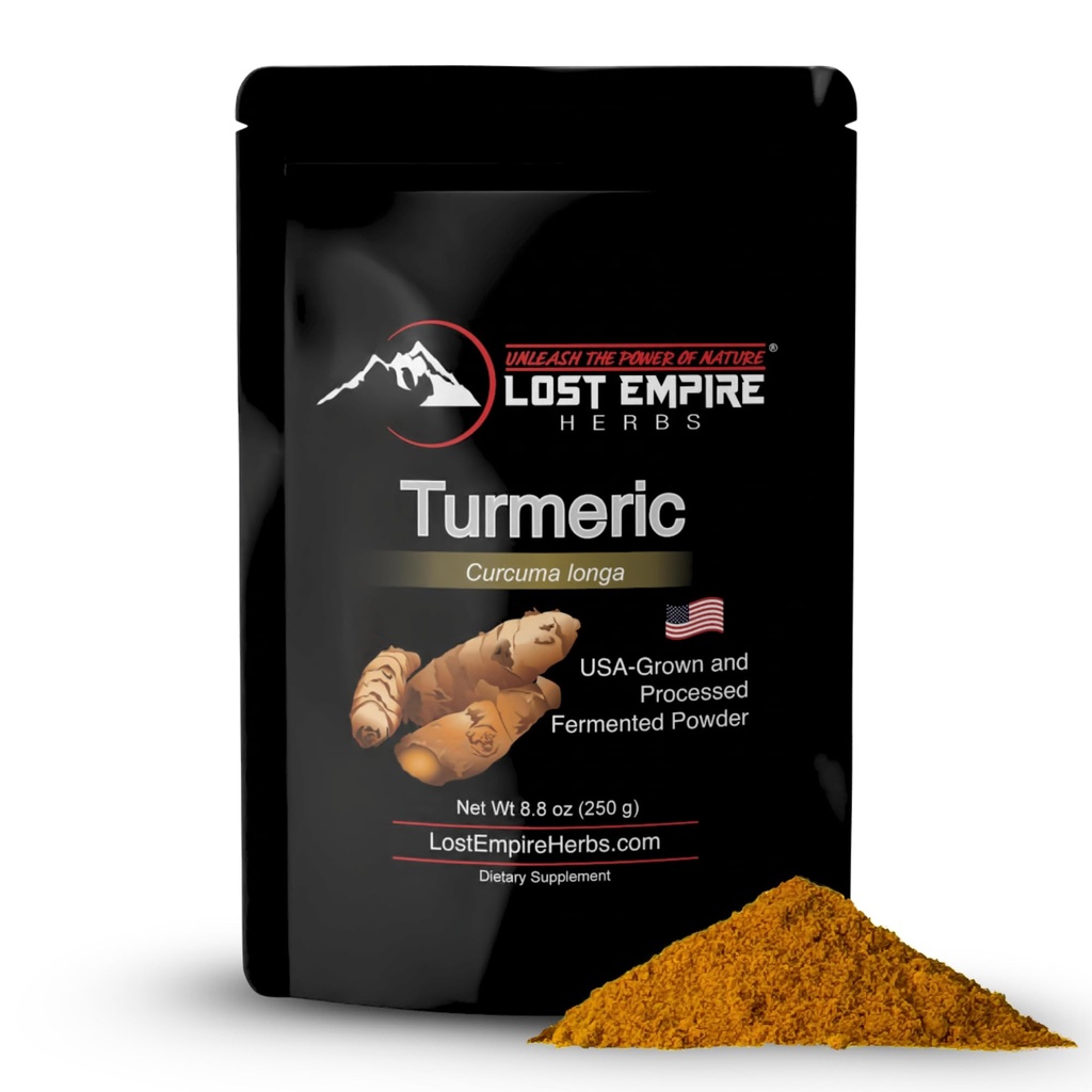 Lost Empire Herbs Fermented Turmeric Powder | USA Grown & Processed | Promotes Balance, Vitality & Wellbeing (250 Grams)