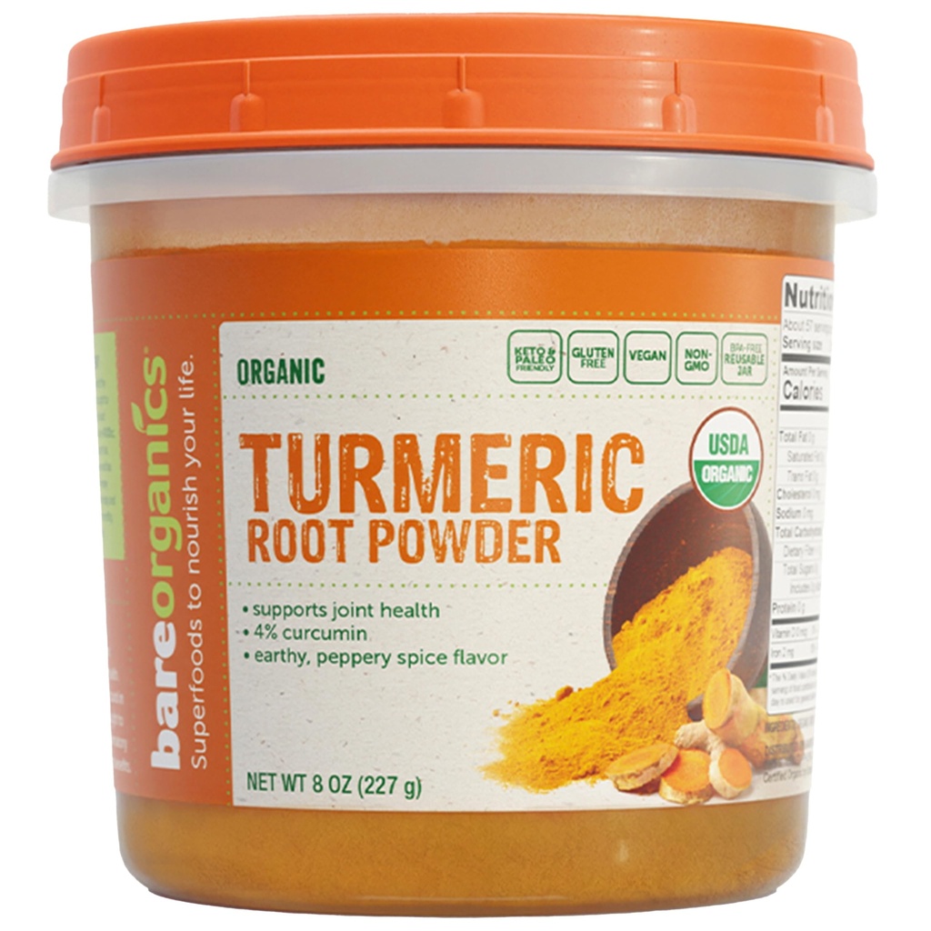 BAREORGANICS Turmeric Root Powder, 8 Ounce