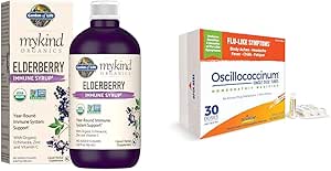 Κήπος της Ζωής Βιολογικά Φυτά με βάση Elderberry Immune Syrup 6.59 fl oz (195 ML) & Boiron Oscillococcinum για την ανακούφιση από τα συμπτώματα της γρίπης